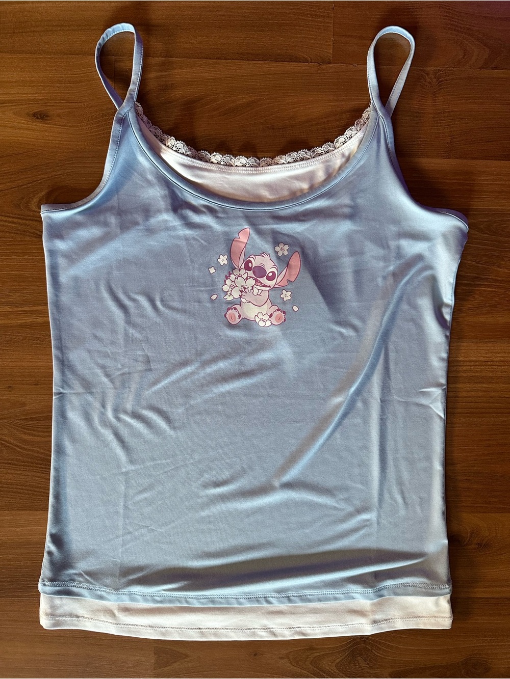 Her Universe Light Blue Lace-Trim Camisole with Stitch Graphic